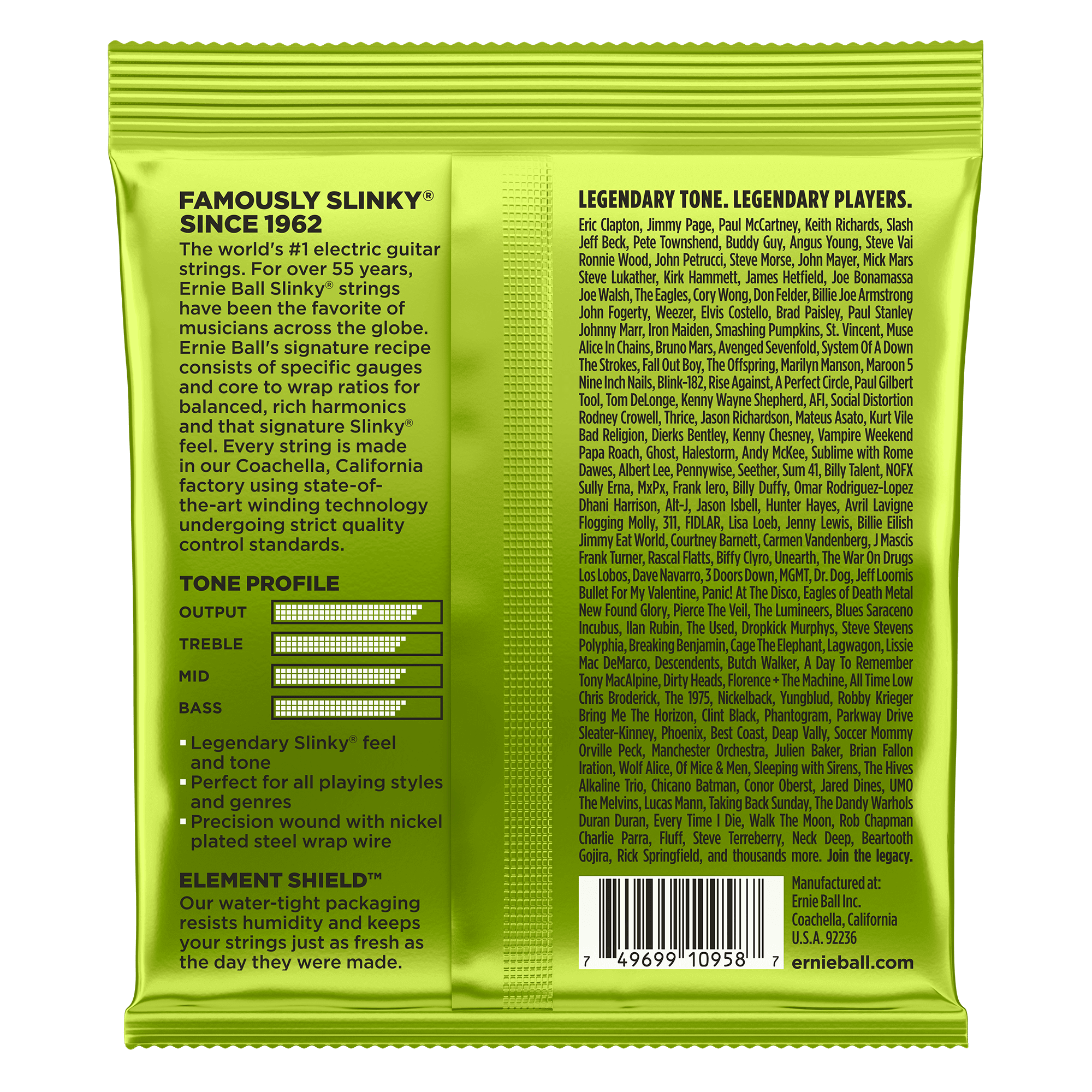 Ernie Ball - Encorado Regular Slinky para Guitarra Eléctrica de 8 Cuerdas, Niquel 10 - 74 Mod.2629_2