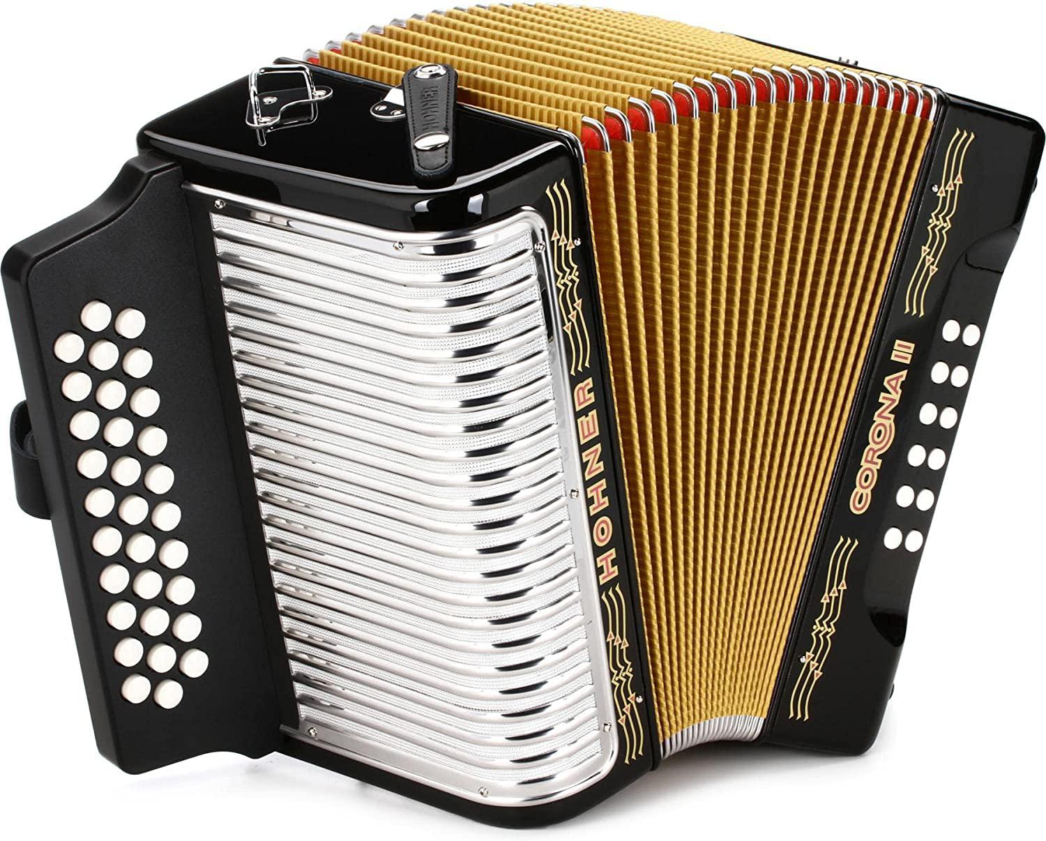 Hohner - Acordeon Corona II Diatónico Sol-Do-Fa, Color: Negro con Mochila Mod.A56211_4