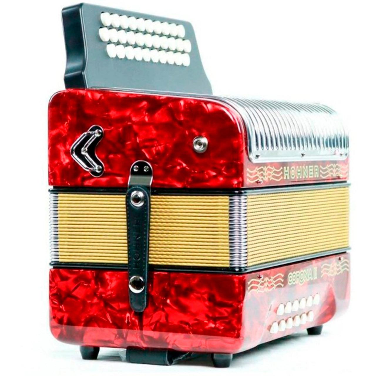 Hohner - Acordeon Corona II Diatónico Sol-Do-Fa, Color: Rojo con Mochila Mod.A5623_32