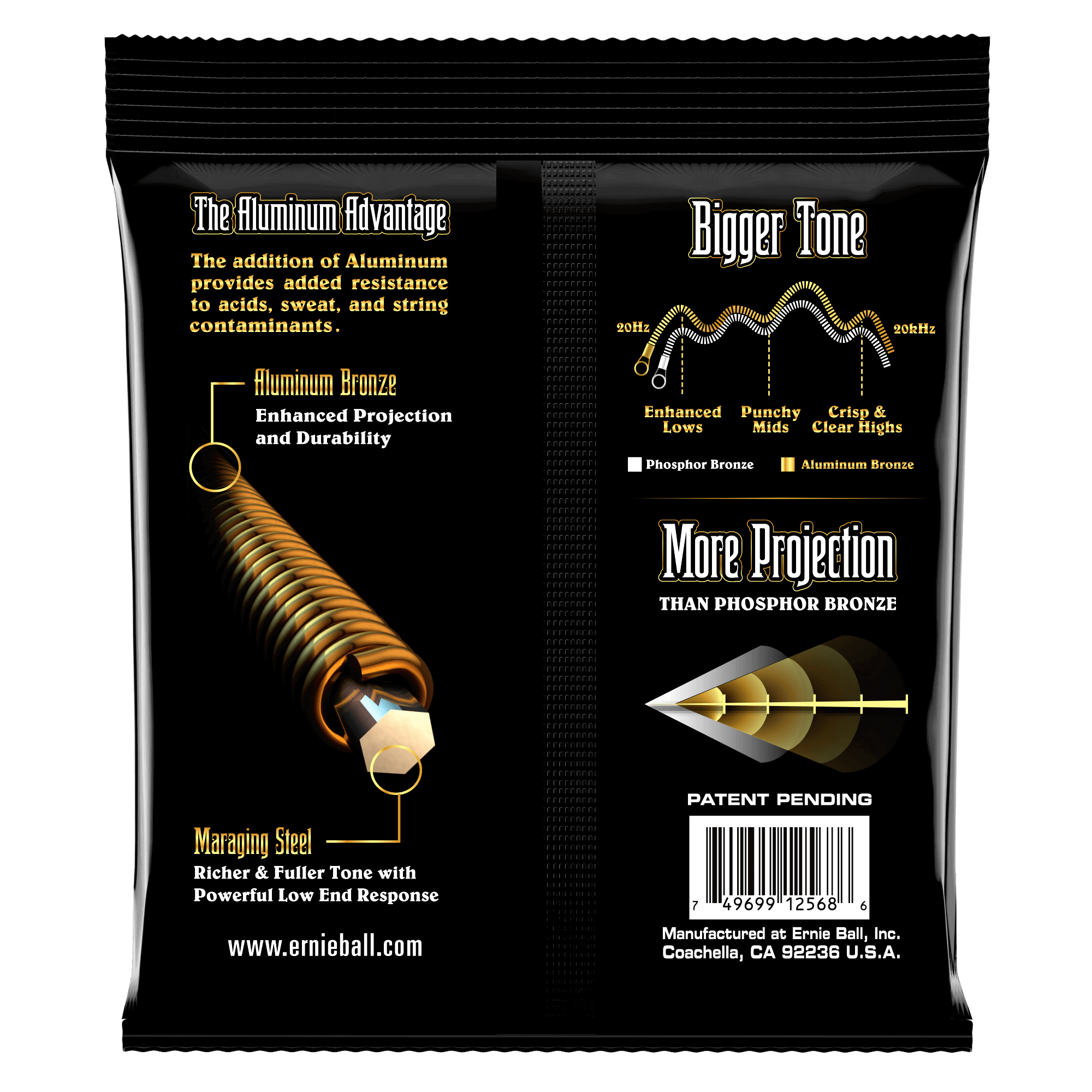 Ernie Ball - Encordado para Guitarra Acústica, Aluminum Bronze Light Mod.2568_2