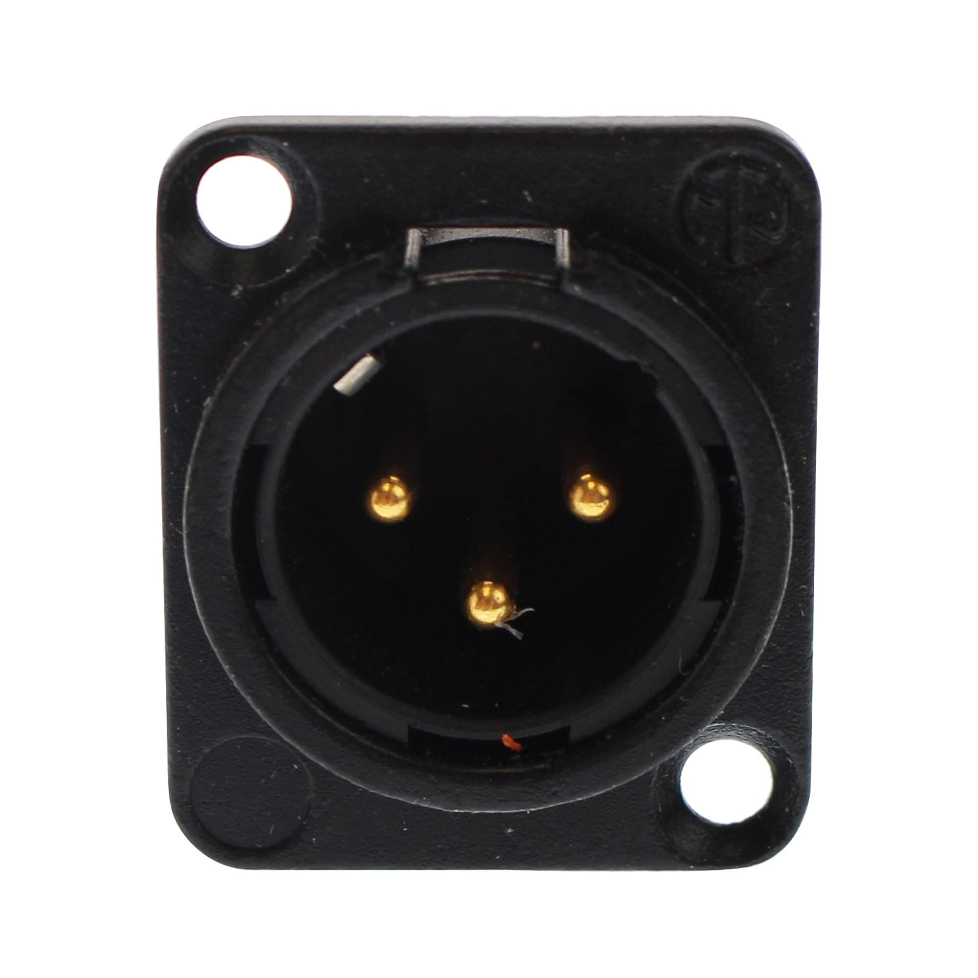 Neutrik - Conector XLR Macho de 3 Polos de Chasis Serie D Contactos en Oro Mod.NC3MD-L-B-1_45