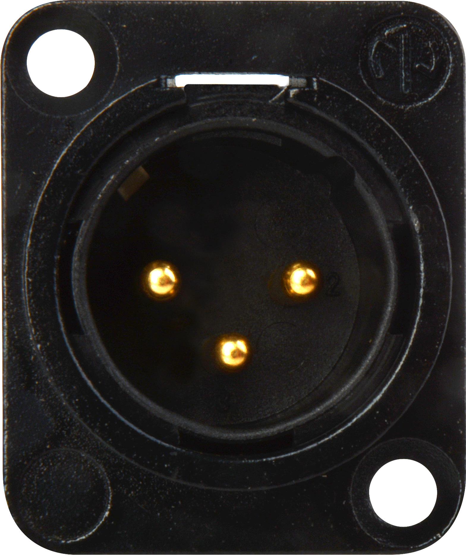 Neutrik - Conector XLR Macho de 3 Polos de Chasis Serie D Contactos en Oro Mod.NC3MD-L-B-1_47