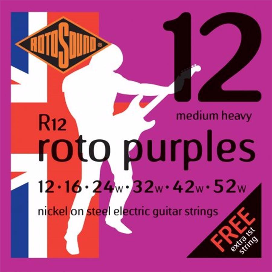 Rotosound - Encordadura Niquel Medium Heavy 12-52 Roto Purples para Guitarra Electrica Mod.R12_417
