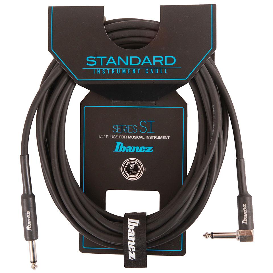 Ibañez - Cable para Instrumento SI, Tamaño: 6.10 mts. Negro Recto/Ang. Mod.SI20L_21