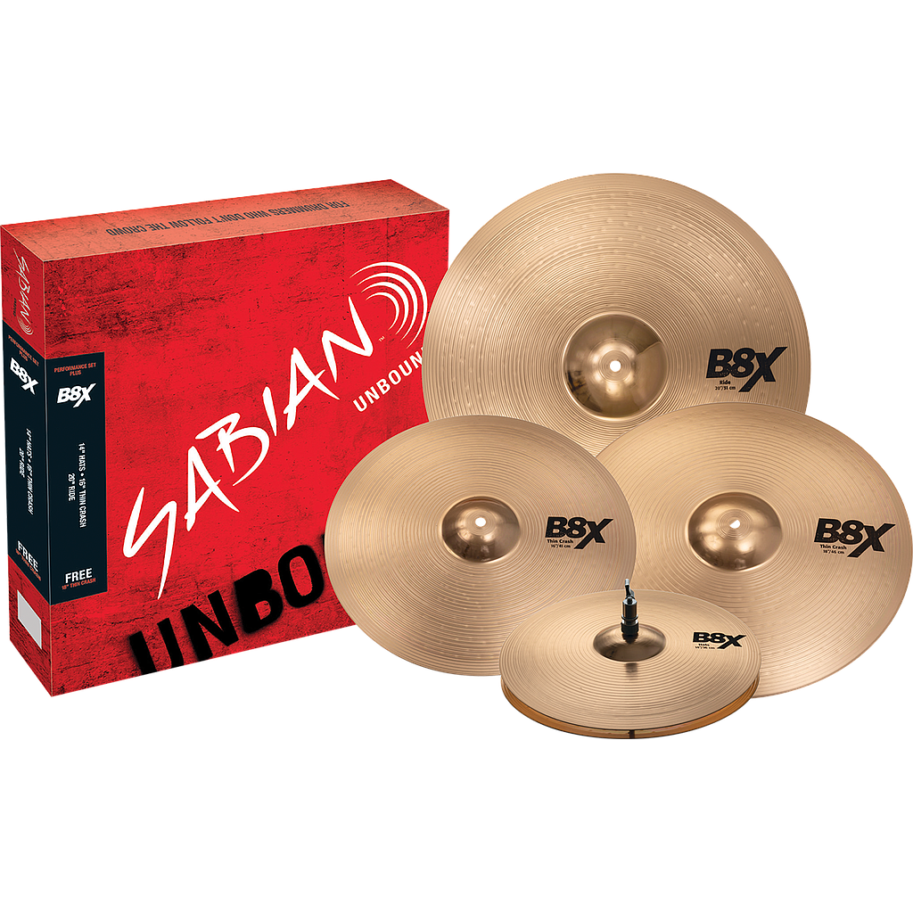 Sabian - Set de Platillos B8X Perfomance (Hi-Hats de 14",  Thin Chrash de 16", Ride de 20" y Thin Crash de 14") Mod.45003X-14