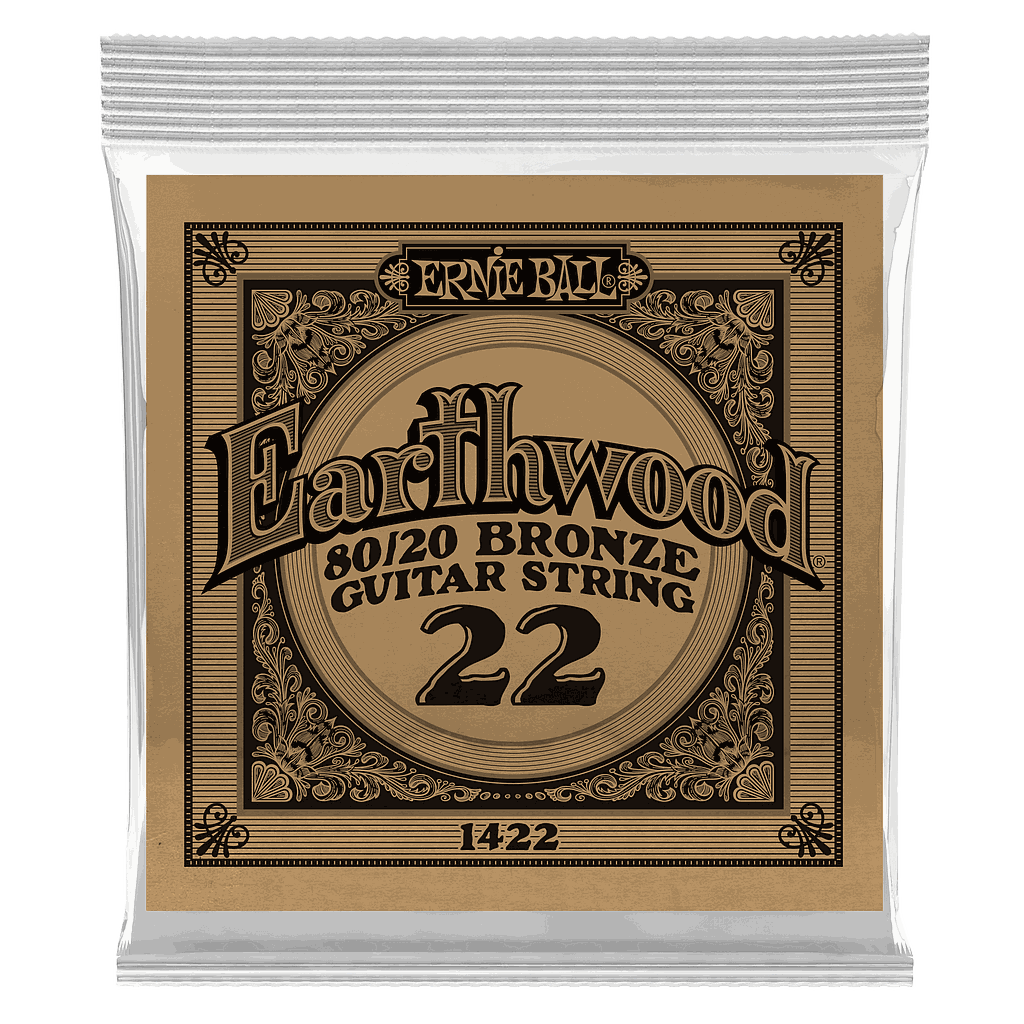 Ernie Ball - Cuerdas Earthwood para Guitarra Acústica, 6 Piezas Bronce .022 Mod.1422
