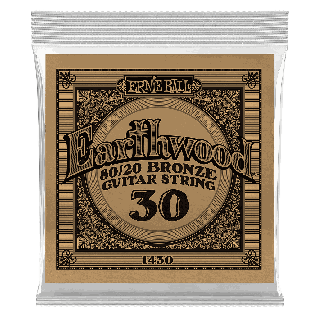 Ernie Ball - Cuerdas Earthwood para Guitarra Acústica, 6 Piezas Bronce .030 Mod.1430