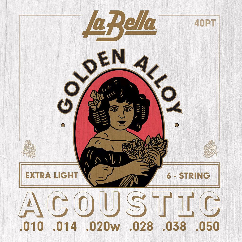 La Bella - Encordado para Guitarra Acústica, Extra Light Mod.40PT