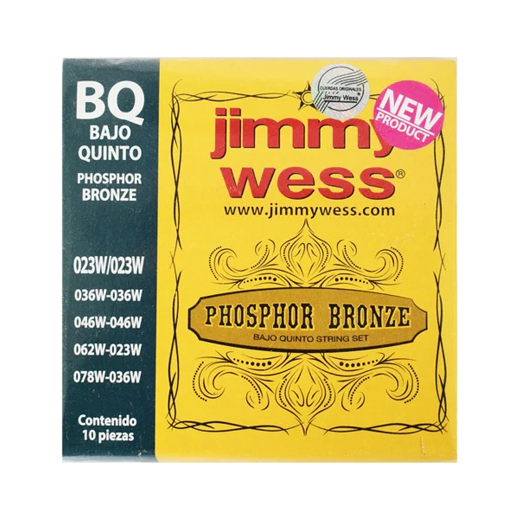 Jimmy Wess - Encordado para Bajo Quinto, Bronce Fosforado Mod.JWBQ-800BF