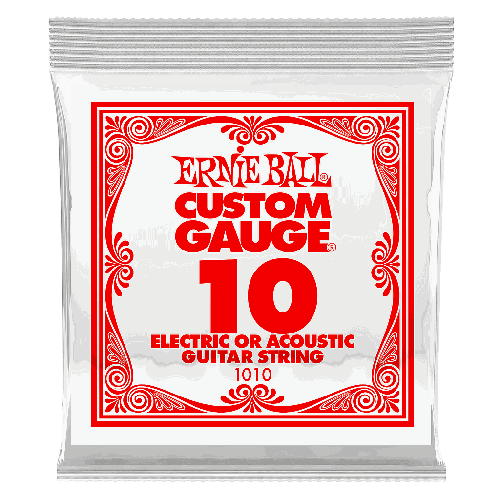 Ernie Ball - Cuerdas Custom para Guitarra Eléctrica, 6 Piezas Acero .010 Mod.1010