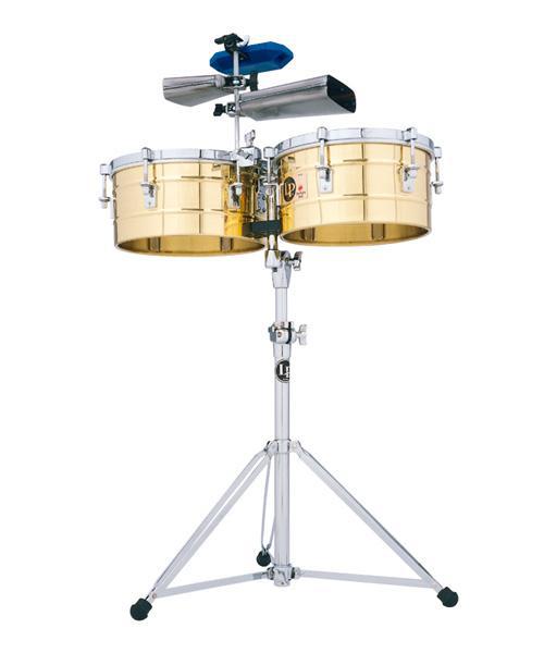 Latin Percussion - Timbal 14/15 Laton con Atril, Soporte para Cencerro Mod.LP257B
