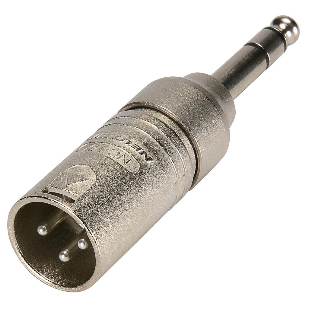Neutrik - Adaptador XLR Macho de 3 Pines a Plug Estéreo 1 4  Mod.NA3MP
