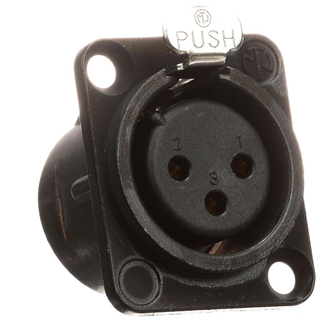 Neutrik - Conector XLR Hembra de 3 Polos Serie D Contactos en Oro Mod.NC3FD-L-B-1