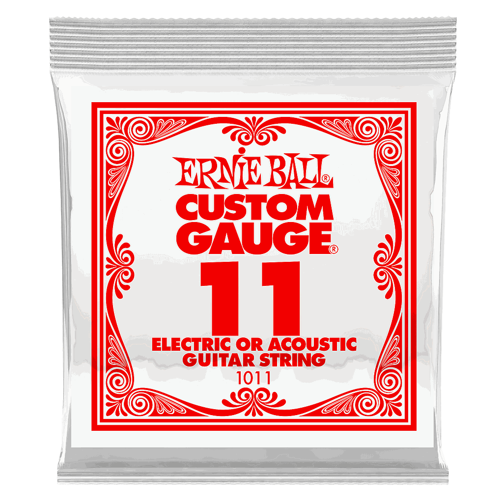 Ernie Ball - Cuerdas Custom para Guitarra Eléctrica, 6 Piezas Acero .011 Mod.1011