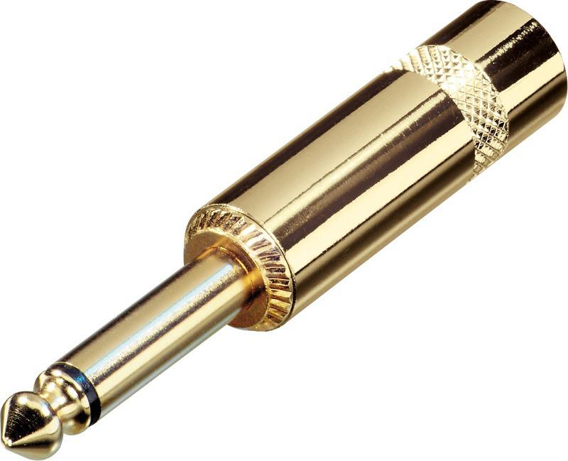 Rean - Plug 1/4" Mono Metálico Capuchon y Contactos Dorados Mod.NYS 224AG