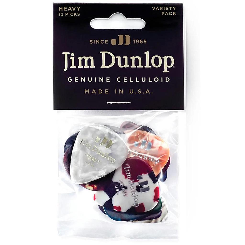Dunlop - 12 Plumillas de Celuloide Variety Pack, Calibre: Heavy Mod.PVP107