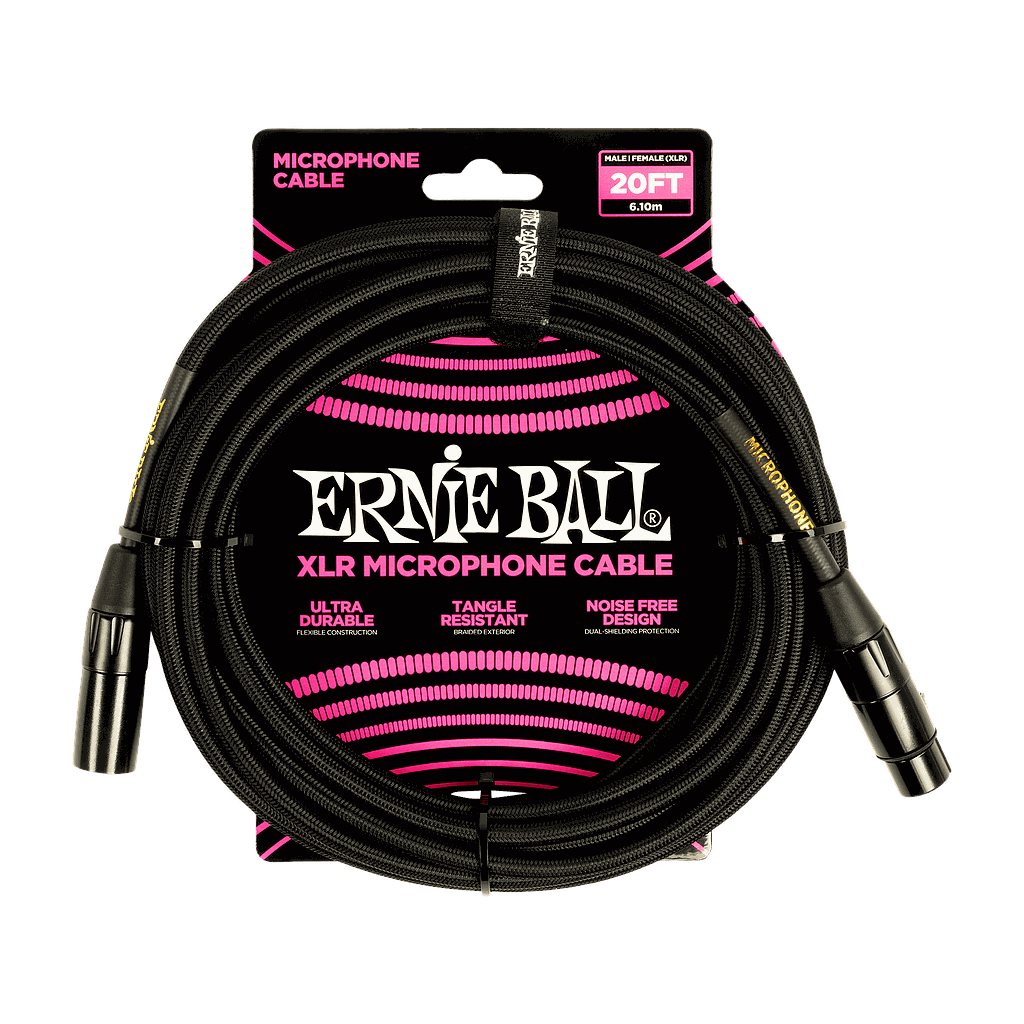 Ernie Ball - Cable Para Micrófono, Tamaño: 6.096 Mts., Color: Negro Mod.6392