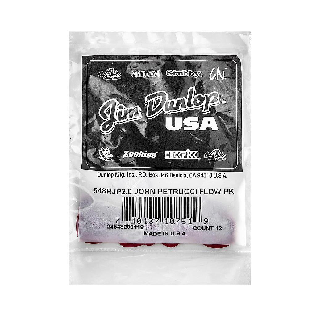 Dunlop - 12 Plumillas John Petrucci para Guitarra, Tamaño: 2.0 mm Mod.548RJP200