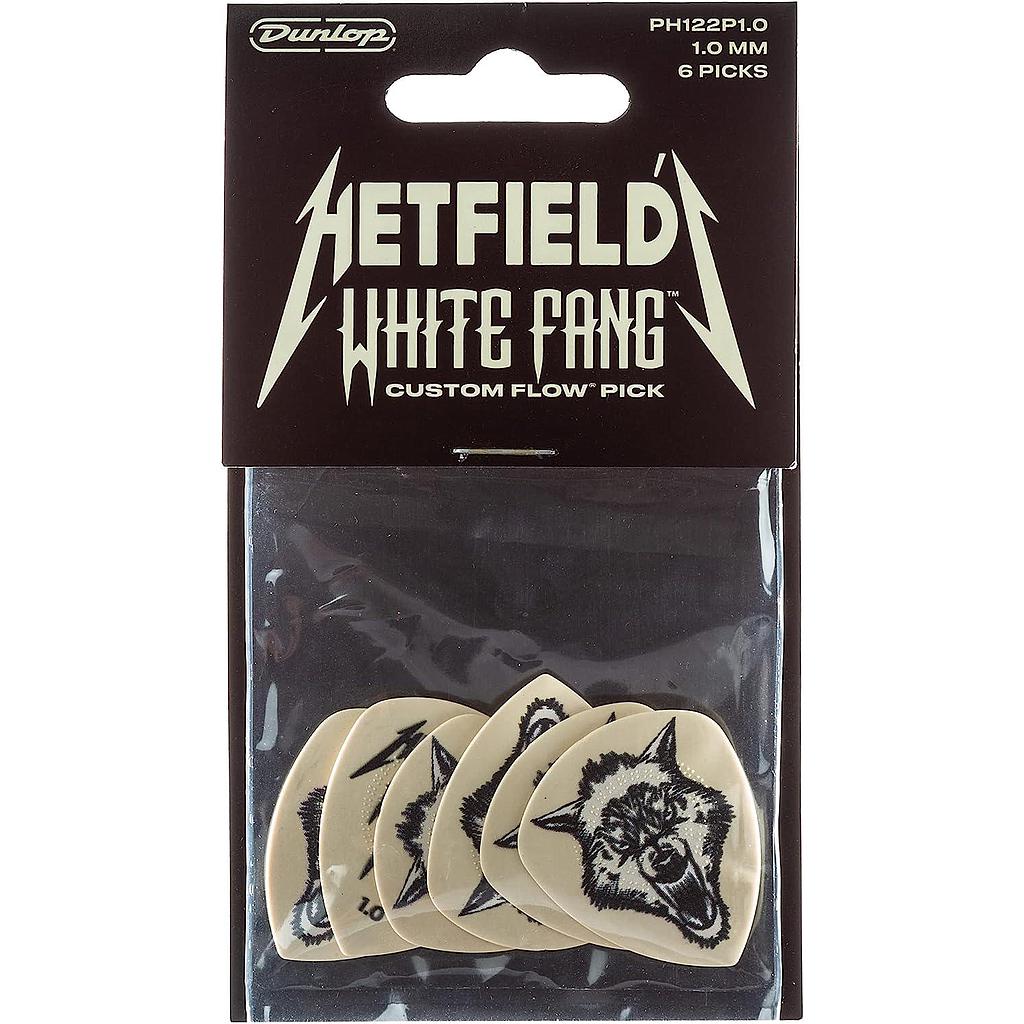 Dunlop - 6 Plumillas James Hetfield White Fang para Guitarra, Tamañi: 1.00 mm Mod.PH122P100