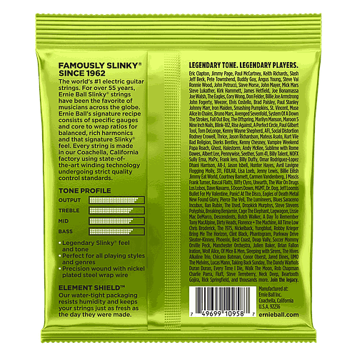 Ernie Ball - Encorado Regular Slinky para Guitarra Eléctrica de 8 Cuerdas, Niquel 10 - 74 Mod.2629_2