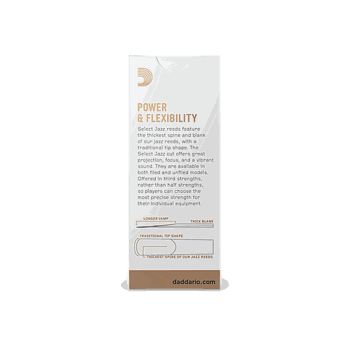 D'Addario - Cañas Select Jazz Unfiled para Sax Tenor, 5 Piezas Medida: Varias Mod.RRS05TSX___18