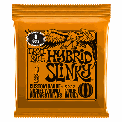Ernie Ball - 3 Encordados Hybrid Slinky Para Guitarra Eléctrica, Niquel 0.009-0.046 Mod.3222_5
