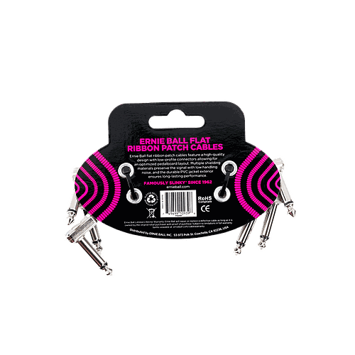 Ernie Ball - 3 Cables de Audio 7.62 cm, Blanco Angulado/Angulado Mod.6384_5