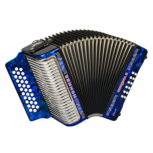 Hohner - Acordeon Corona II Diatónico Sol-Do-Fa, Color: Azúl con Mochila Mod.A56241_3