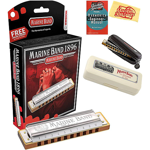 Hohner - Armonica Sol-Mayor ''Marine Band'', 1896 Plateada Diatonica Mod.M1896086X_44