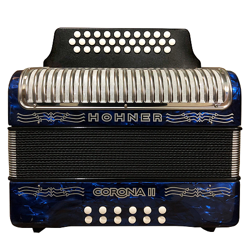 Hohner - Acordeon Corona II Diatónico Sol-Do-Fa, Color: Azúl con Mochila Mod.A5624_24