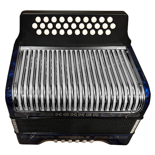 Hohner - Acordeon Corona II Diatónico Sol-Do-Fa, Color: Azúl con Mochila Mod.A5624_25