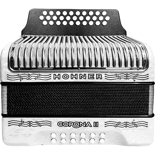 Hohner - Acordeon Corona II Diatónico Sol-Do-Fa, Color: Blanco con Mochila Mod.A5622_28