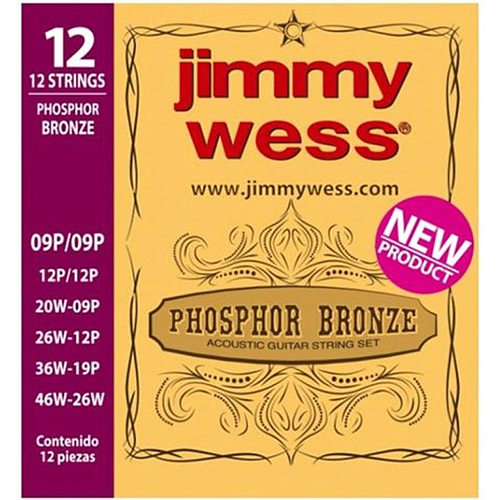 Jimmy Wess - Encordado para Guitarra Acústica de 12 Cuerdas Mod.JWGA-1012BF_2