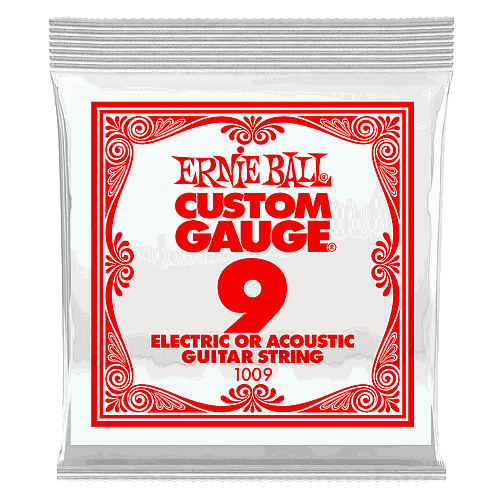 Ernie Ball - Cuerdas Custom para Guitarra Eléctrica, 6 Piezas Acero .009 Mod.1009