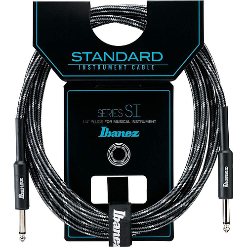 Ibañez - Cable para Instrumento SI, Negro/Gris Recto/Recto Mod.SI__-CCT