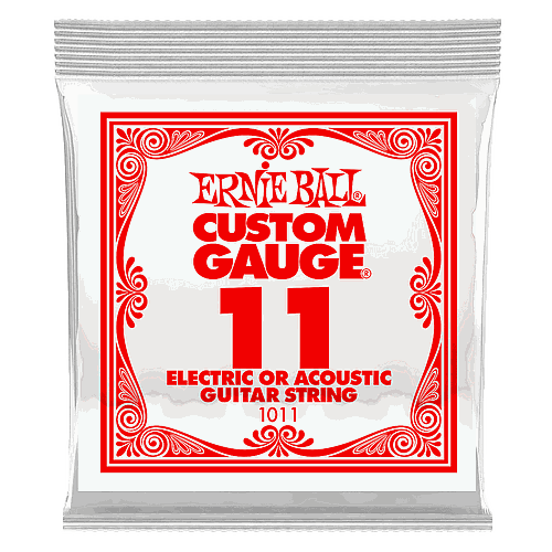 Ernie Ball - Cuerdas Custom para Guitarra Eléctrica, 6 Piezas Acero .011 Mod.1011